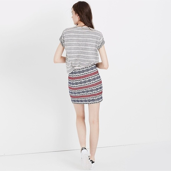 Madewell Jacquard Mini Skirt Aztec Eyelet Southwestern Stripe NWT Size 12 - Picture 4 of 9